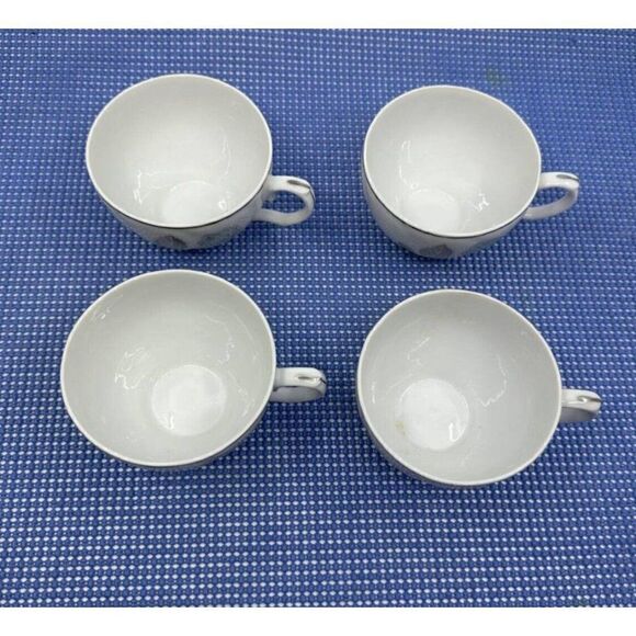 Jonas Roberts #542 Blue Tea Rose Round Snack Plates W/ Cups 8 Piece Set 9" - Picture 5 of 16